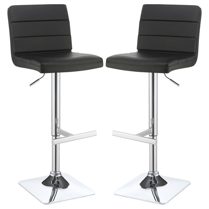 Bianca Upholstered Adjustable Bar Stool Black (Set of 2)
