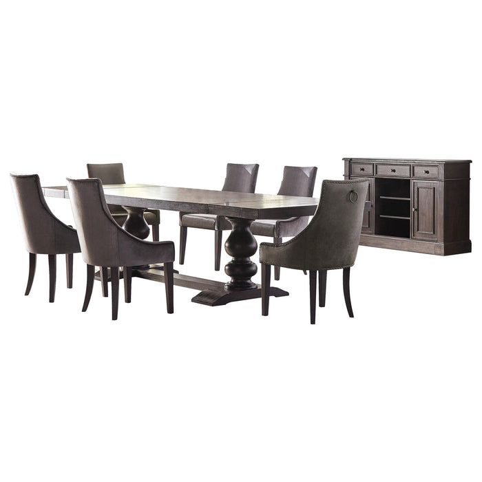 Phelps 8-piece Rectangular Dining Table Set Distressed Noir