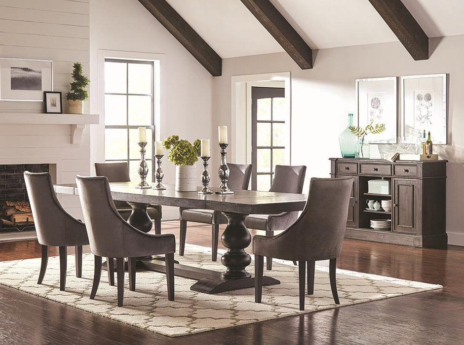Phelps 123-inch Extension Leaf Dining Table Distressed Noir