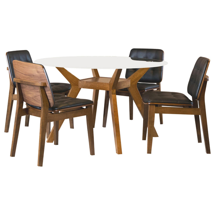 Paxton 5-piece Round Glass Top Dining Table Set Nutmeg