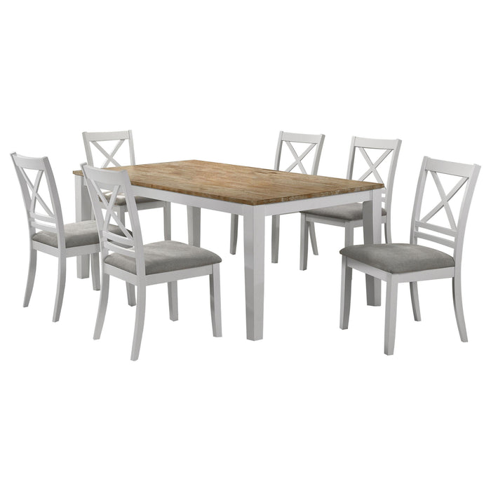 Hollis 7-piece Rectangular Dining Table Set Brown and White