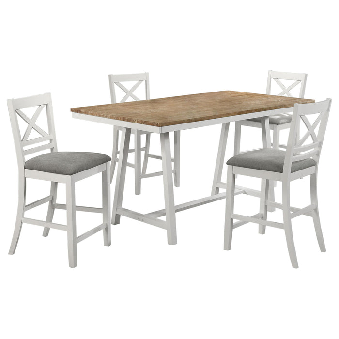 Hollis 5-piece Counter Height Dining Set Brown and White