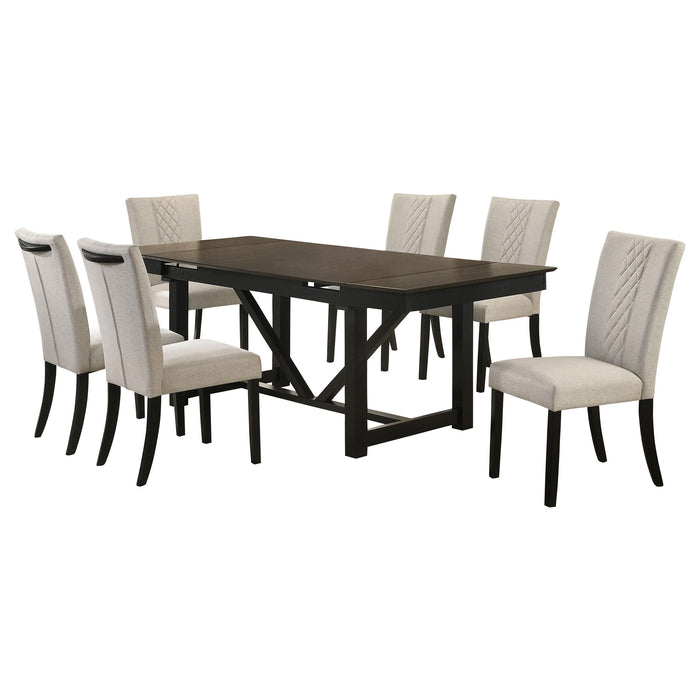 Malia 7-piece Refractory Extension Leaf Dining Table Set Oak
