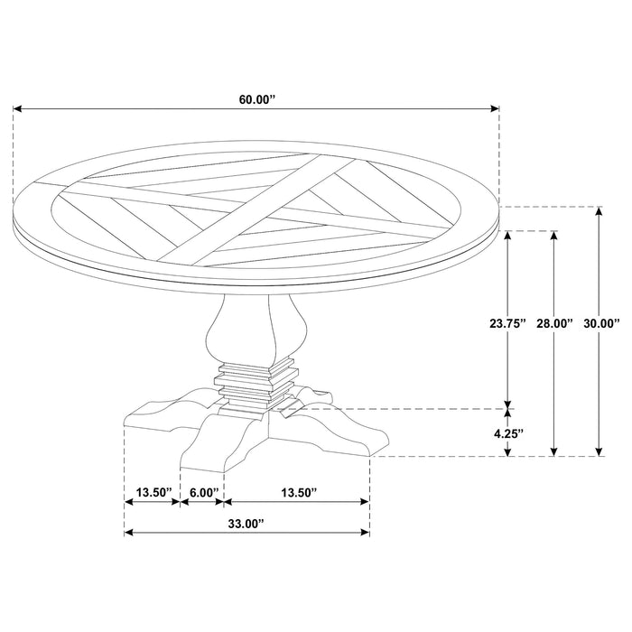 Florence 7-piece Round Dining Table Set Rustic Honey