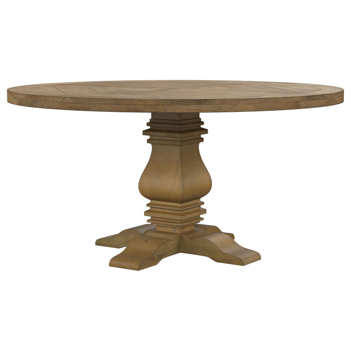 Florence Round 60-inch Wood Dining Table Rustic Honey