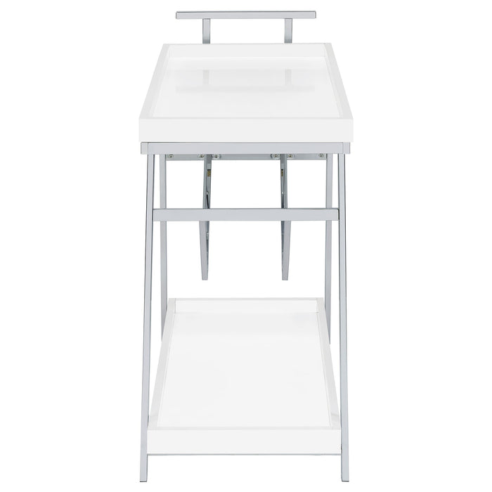 Kinney 1-drawer Engineered Wood Bar Cart White High Gloss