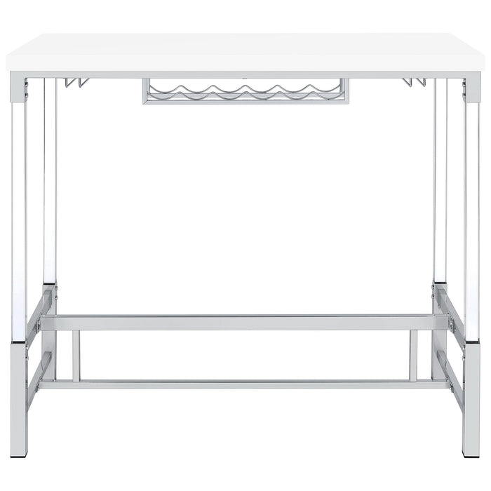 Norcrest 47-inch Acrylic Leg Bar Table White High Gloss