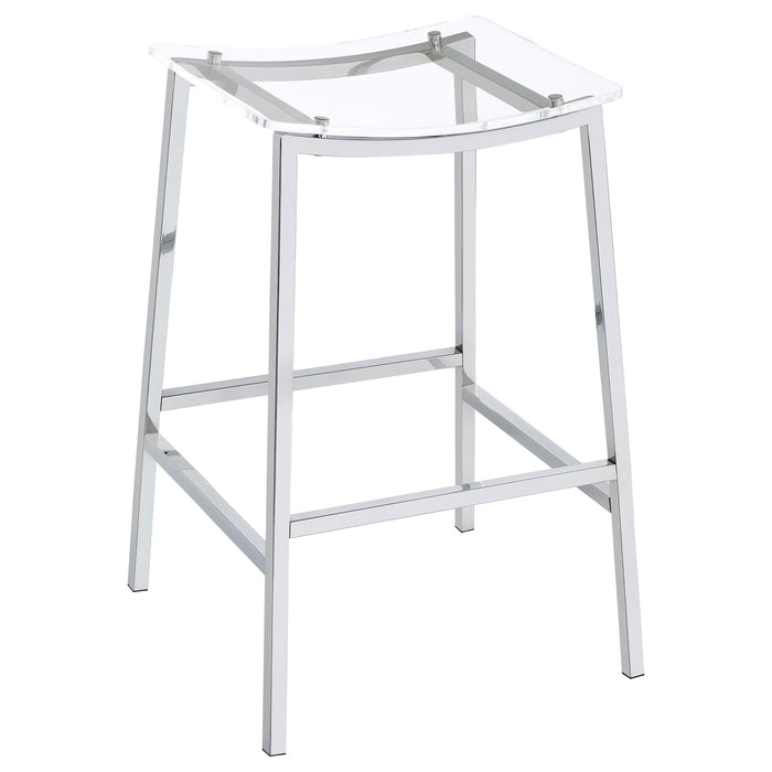 Jovani Acrylic Backless Bar Stool Chrome (Set of 2)
