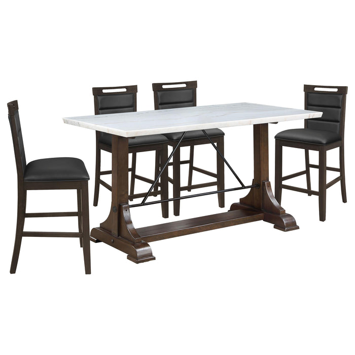 Aldrich 5-piece Marble Counter Height Dining Table Set White