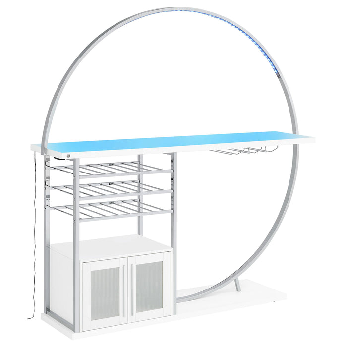 Risley 2-door Circular LED Home Bar Cabinet White High Gloss