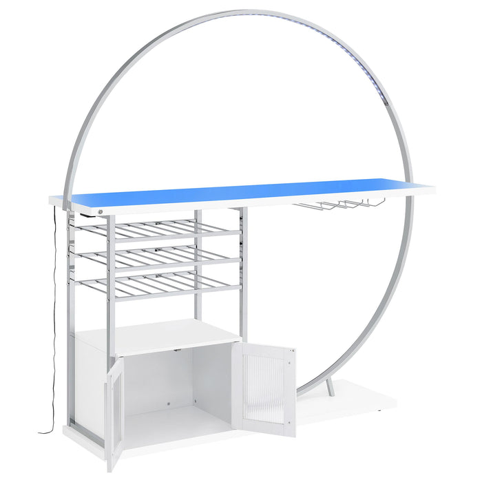 Risley 2-door Circular LED Home Bar Cabinet White High Gloss