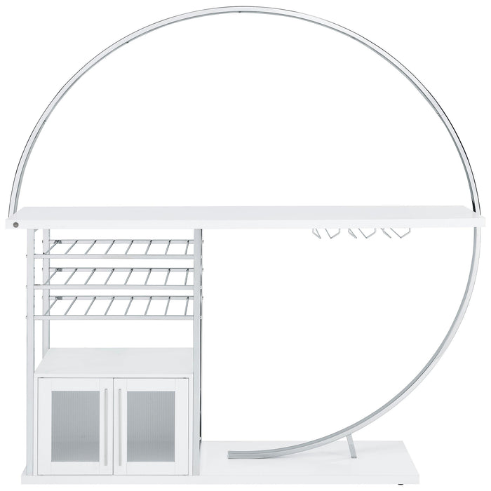 Risley 2-door Circular LED Home Bar Cabinet White High Gloss