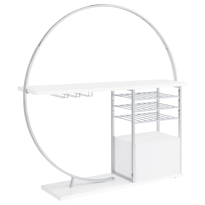 Risley 2-door Circular LED Home Bar Cabinet White High Gloss