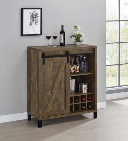 Arlington Sliding Door Home Bar Wine Cabinet Rustic Oak