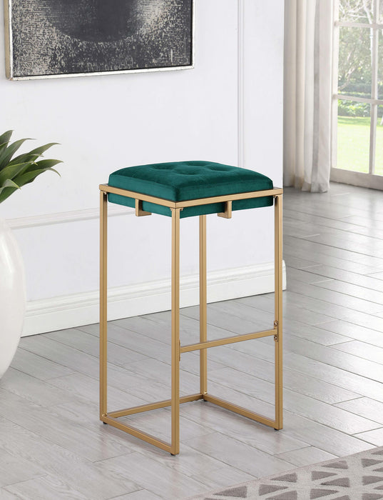 Nadia Upholstered Backless Bar Stool Green (Set of 2)