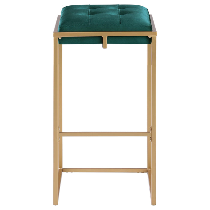 Nadia Upholstered Backless Bar Stool Green (Set of 2)