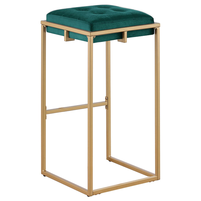 Nadia Upholstered Backless Bar Stool Green (Set of 2)