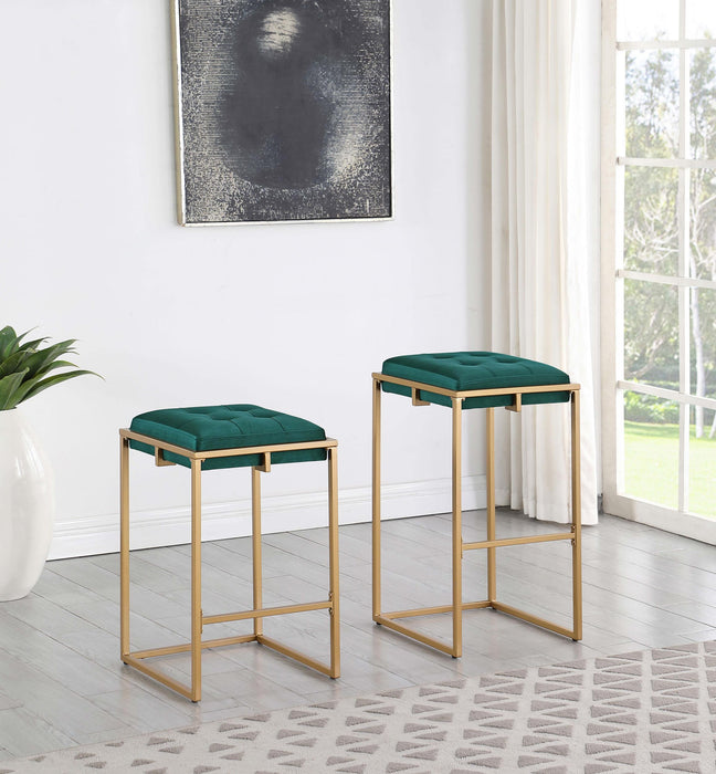 Nadia Upholstered Backless Bar Stool Green (Set of 2)