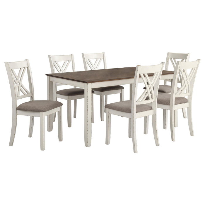 Fortress 7-piece Rectangular Dining Set Vintage Vanilla
