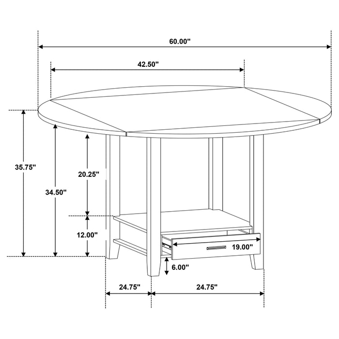 Sanford 60-inch Extension Leaf Counter Dining Table Espresso