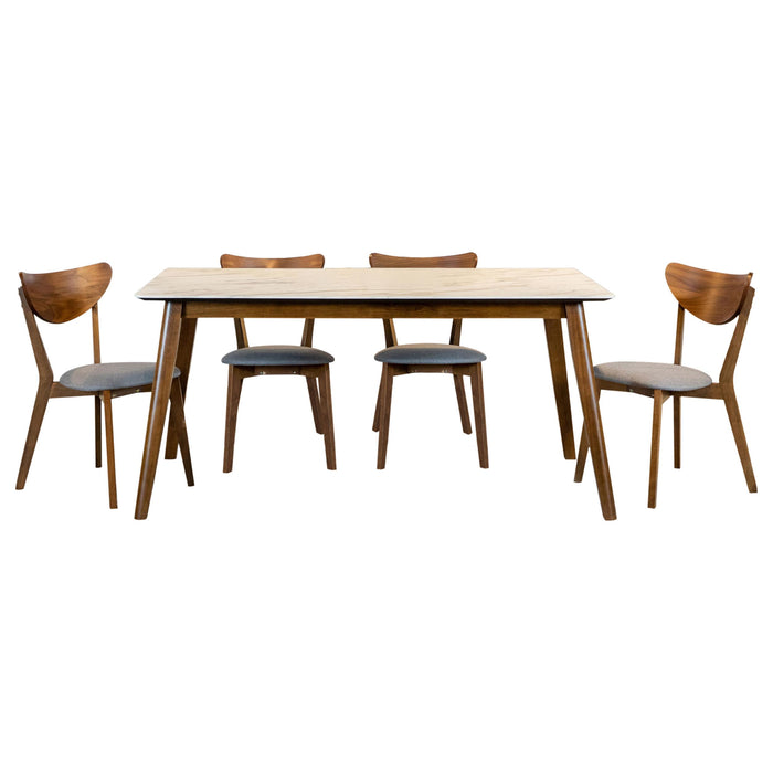 Everett 5-piece Rectangular Dining Table Set Natural Walnut