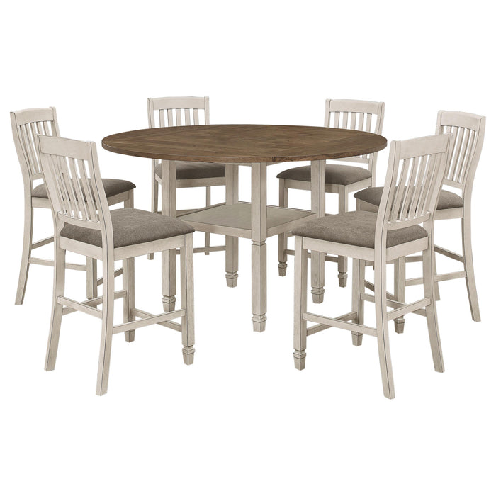 Sarasota 7-piece Drop Leaf Counter Dining Set Rustic Cream