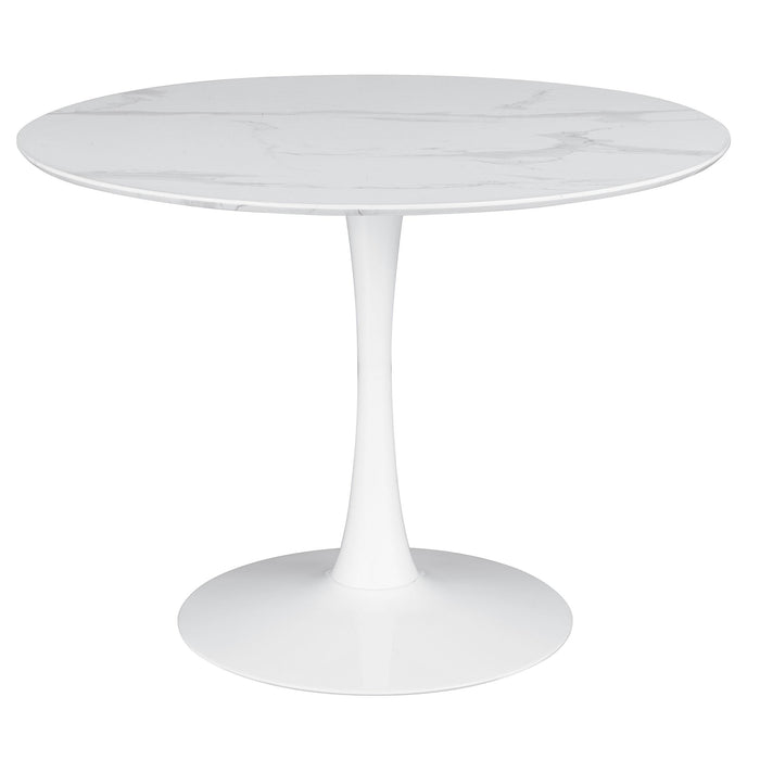 Arkell Round 40-inch Faux Marble Top Dining Table White