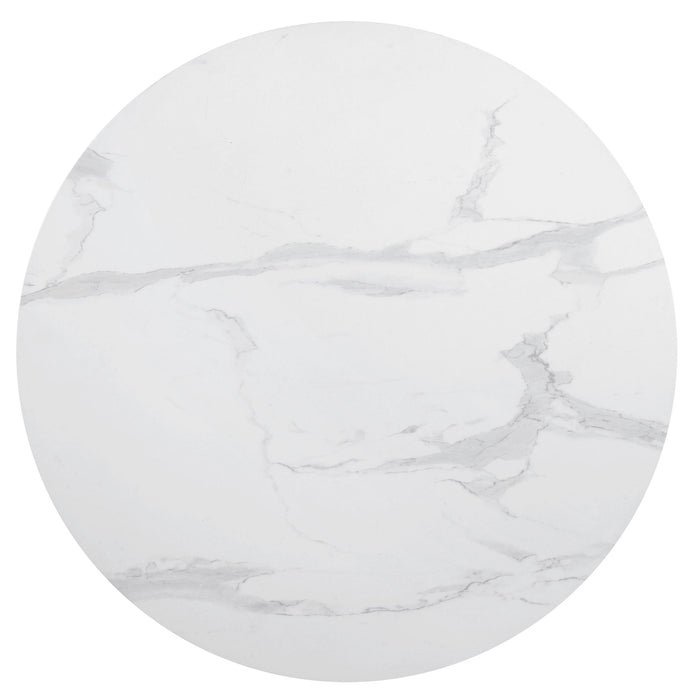 Arkell Round 40-inch Faux Marble Top Dining Table White