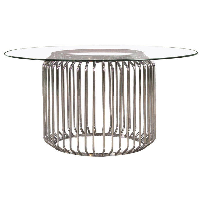 Veena 5-piece Round Glass Top Dining Table Set Chrome