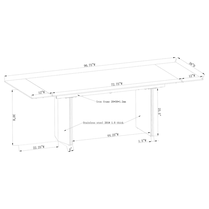 Vesa 97-inch Glass Top Extension Dining Table Beige