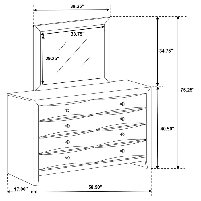 Briana 8-drawer Dresser with Mirror Black