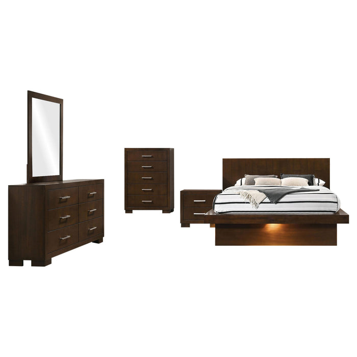 Jessica 5-piece Eastern King LED Bedroom Set Cappuccino