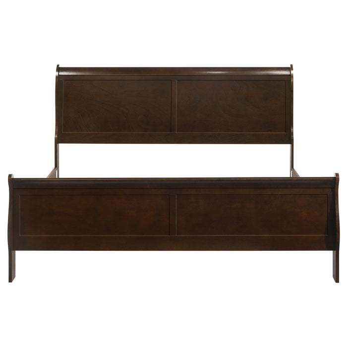 Louis Philippe Wood Eastern King Sleigh Bed Cappuccino