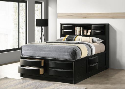 Briana Wood Queen Storage Bookcase Bed Black