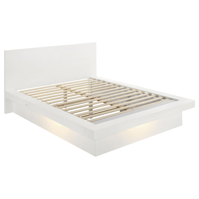 Jessica Wood Queen LED Panel Bed Snow White