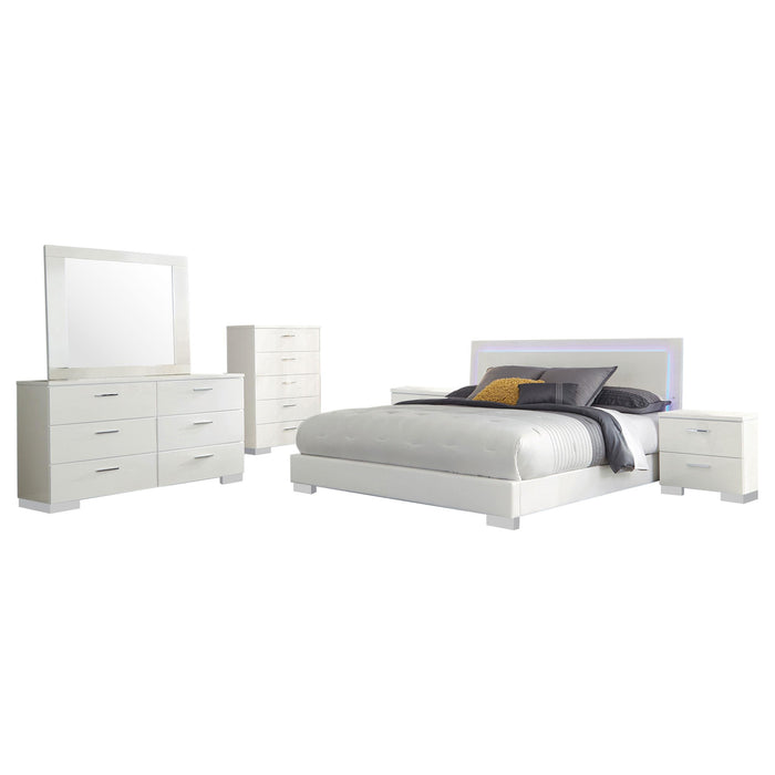 Felicity 6-piece Eastern King Bedroom Set White High Gloss