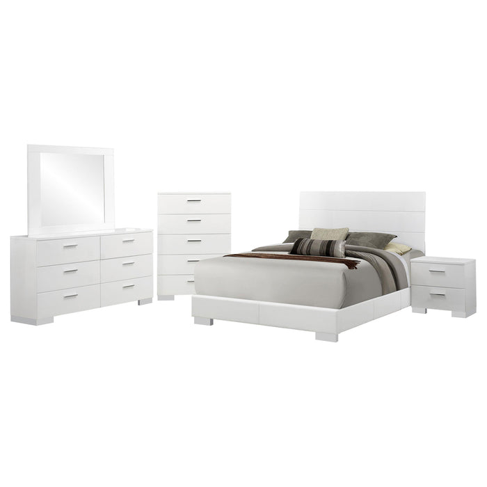 Felicity 5-piece Eastern King Bedroom Set White High Gloss