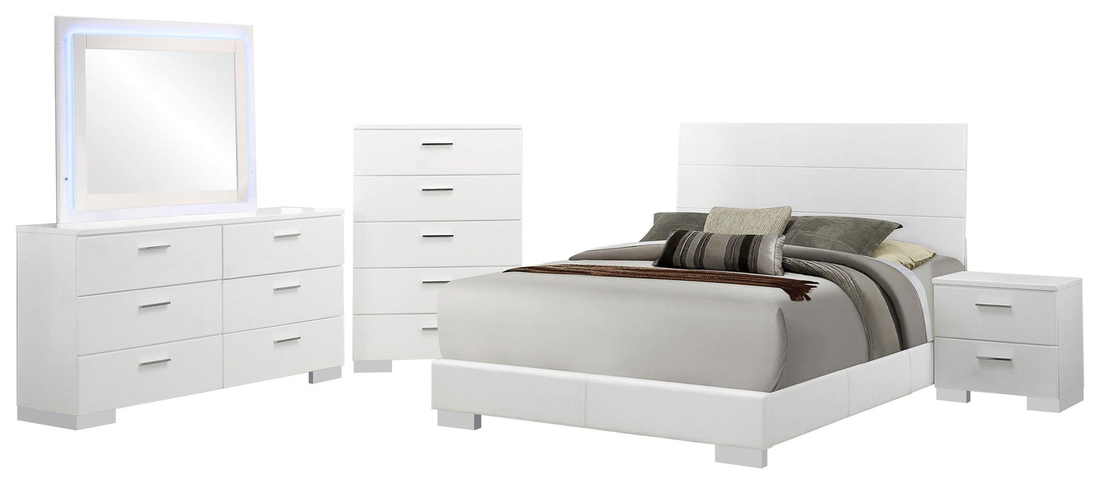 Felicity 5-piece California King Bedroom Set White Gloss