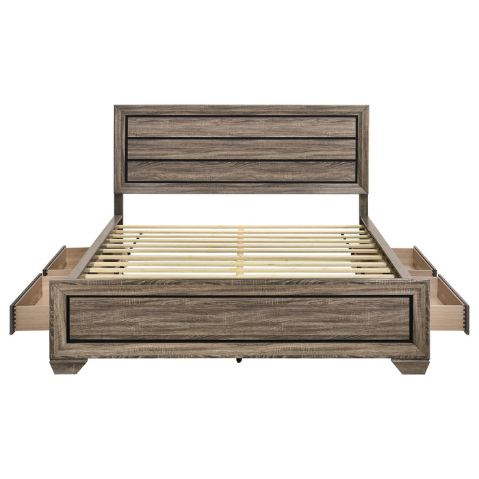 Kauffman Wood California King Storage Panel Bed Washed Taupe