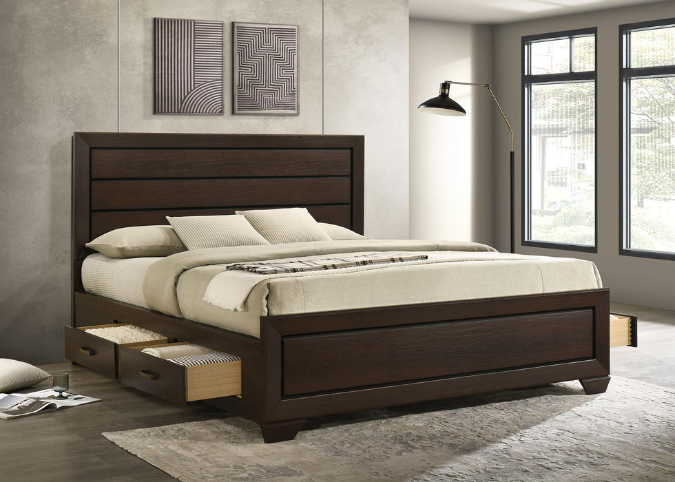 Kauffman Wood California King Storage Panel Bed Dark Cocoa