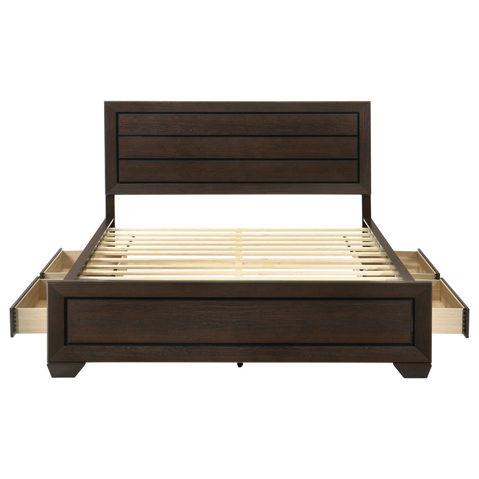 Kauffman Wood California King Storage Panel Bed Dark Cocoa