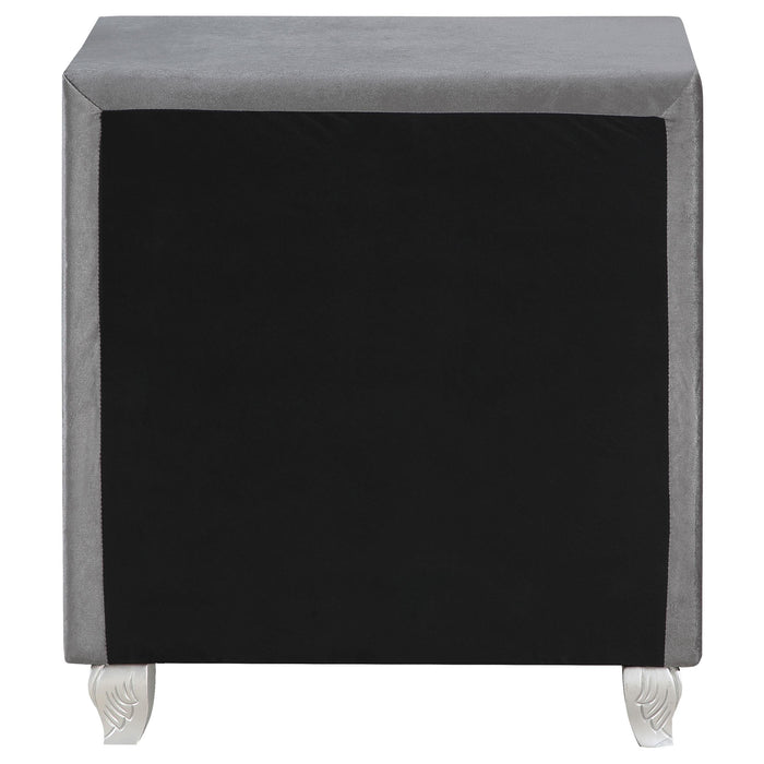 Deanna Upholstered 2-drawer Nightstand Grey