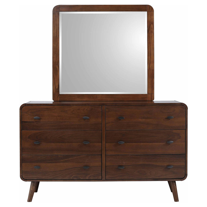 Robyn 6-drawer Dresser with Mirror Dark Walnut