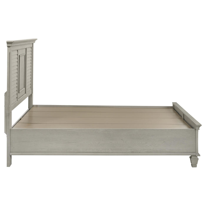Franco Wood Queen Storage Panel Bed Distressed White