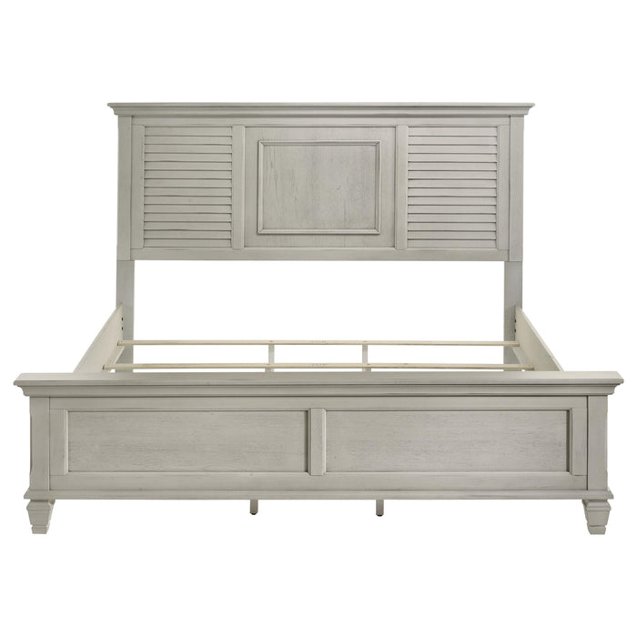 Franco Wood Eastern King Panel Bed Distressed White