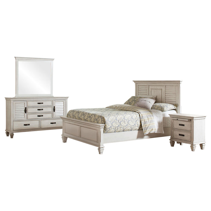 Franco 4-piece Queen Bedroom Set Distressed White