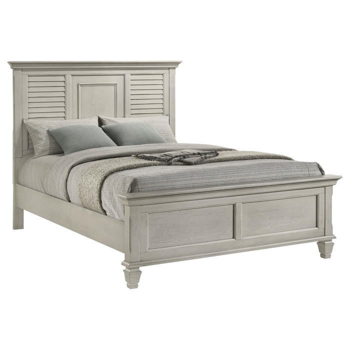 Franco Wood Queen Panel Bed Distressed White