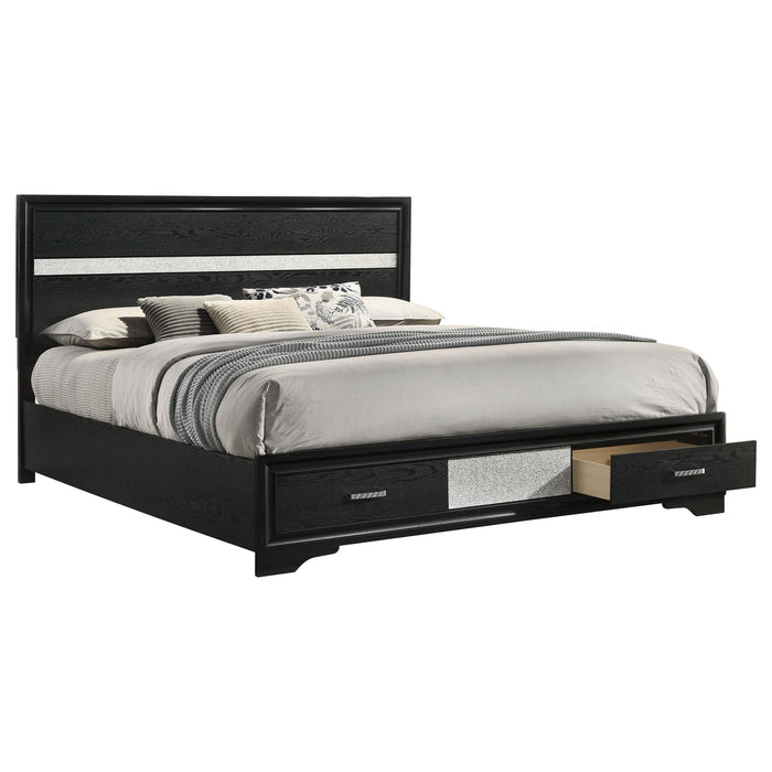 Miranda 51-inch Wood California King Storage Panel Bed Black