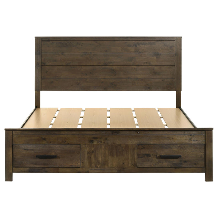 Woodmont Eastern King Storage Bed Rustic Golden Brown
