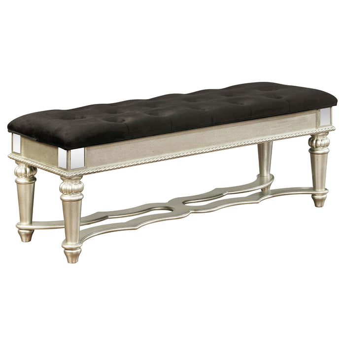 Heidi Upholstered Tufted Bench Metallic Platinum